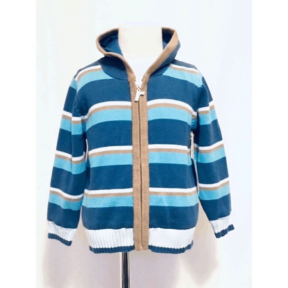 NEW rabbit moon Toddler Boys 3 Striped Hooded Sweater Jacket